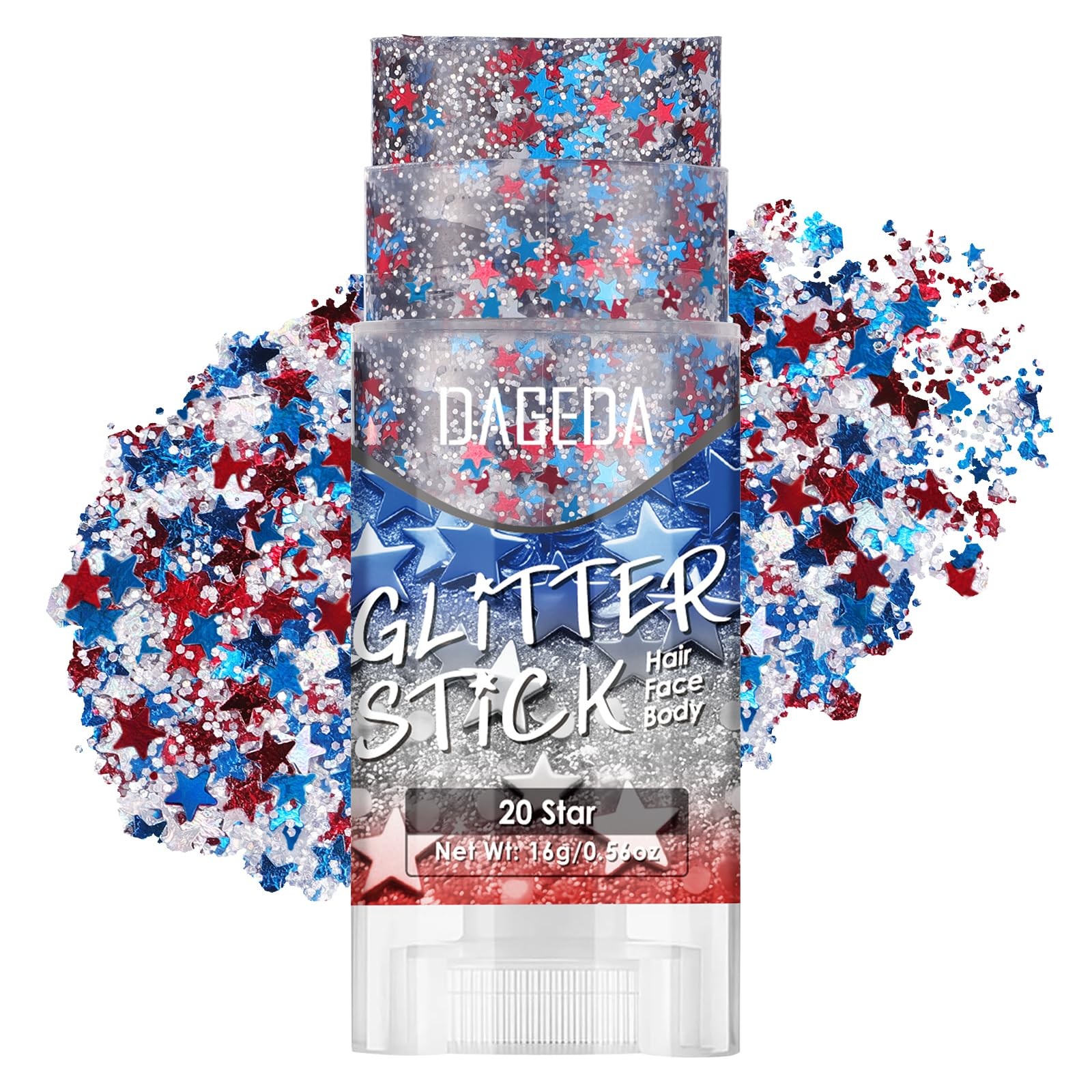 Red White Blue Body Glitter Stick,USA Accessories Face Hair Glitter Makeup 4t…