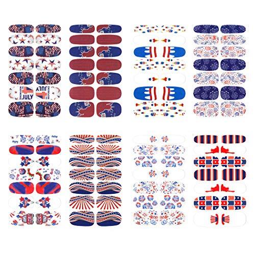 16 Pcs Independence Day Nail Strips Polish Stickers Fourth of July Self KIT6A