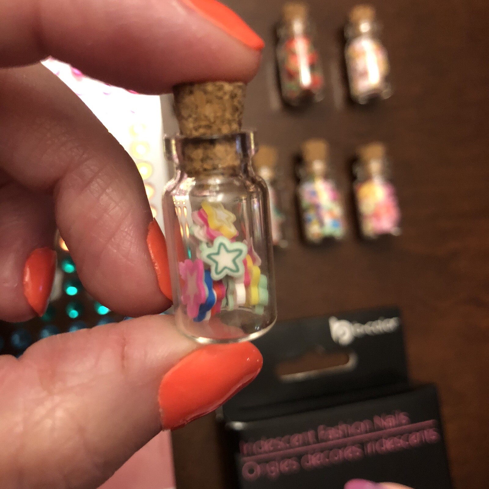 4 SETS PRESS ON NAILS Nail Art Tiny Gems Food Miniatures Acrylic Jewels Jars