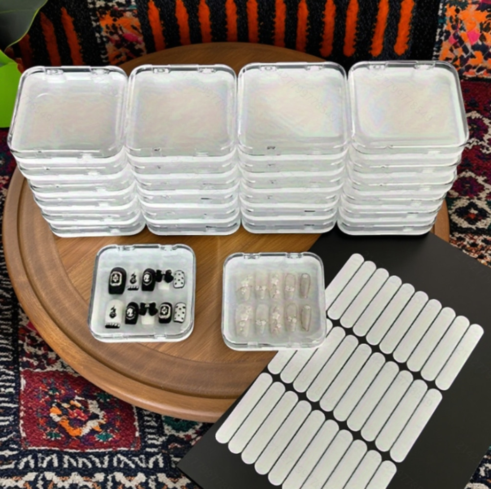 24 Pcs Press On Nail Storage Box in white, Acrylic Fake Nail Display Case w…