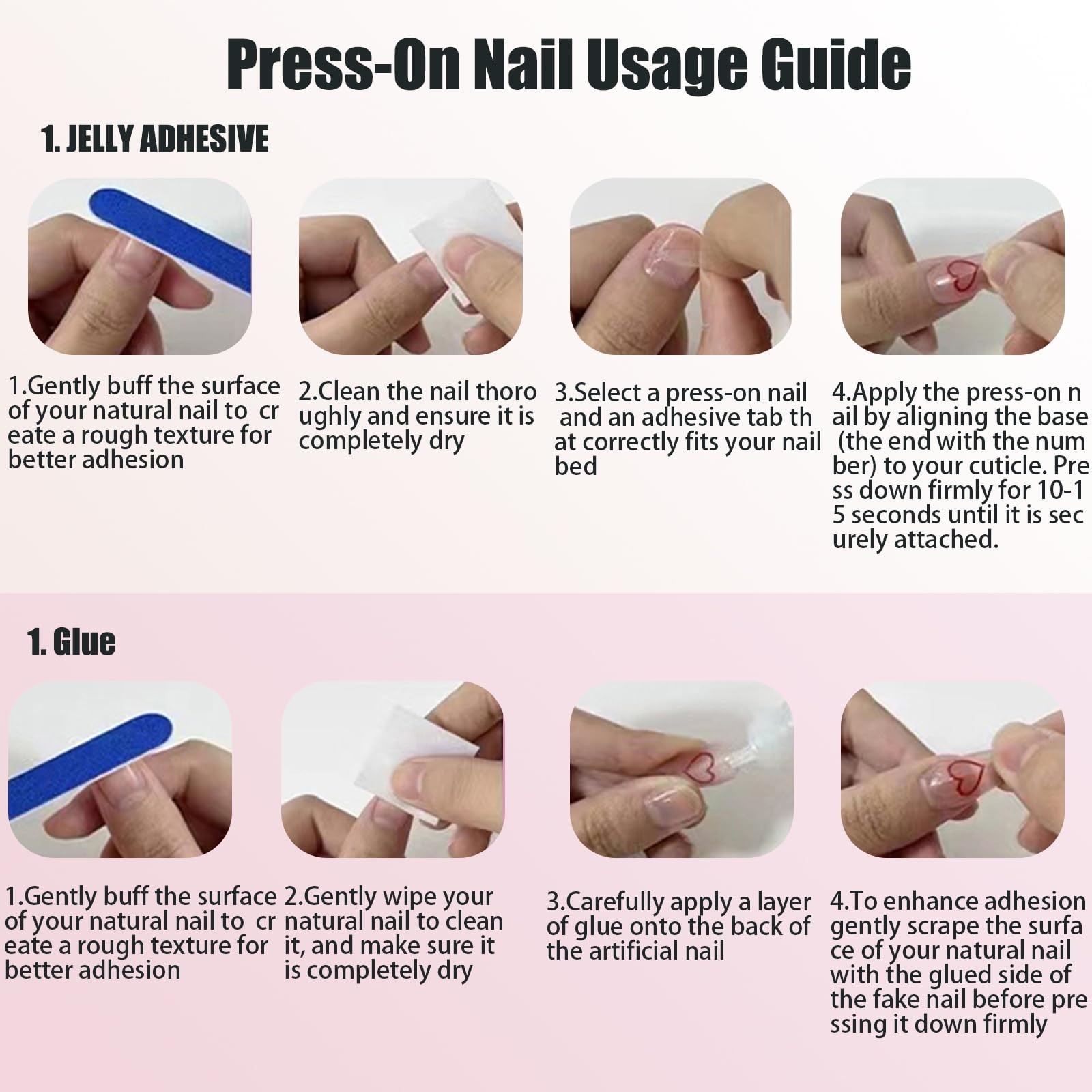 3D Almond Pink Press On Nails with Peach Blossom Design – Reusable Acrylic False