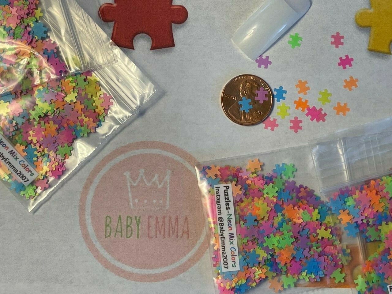 Solvent Resistant Puzzles Shaped (Neon Mixed) 5mm Glitter-Nail Art Acrylic Gel
