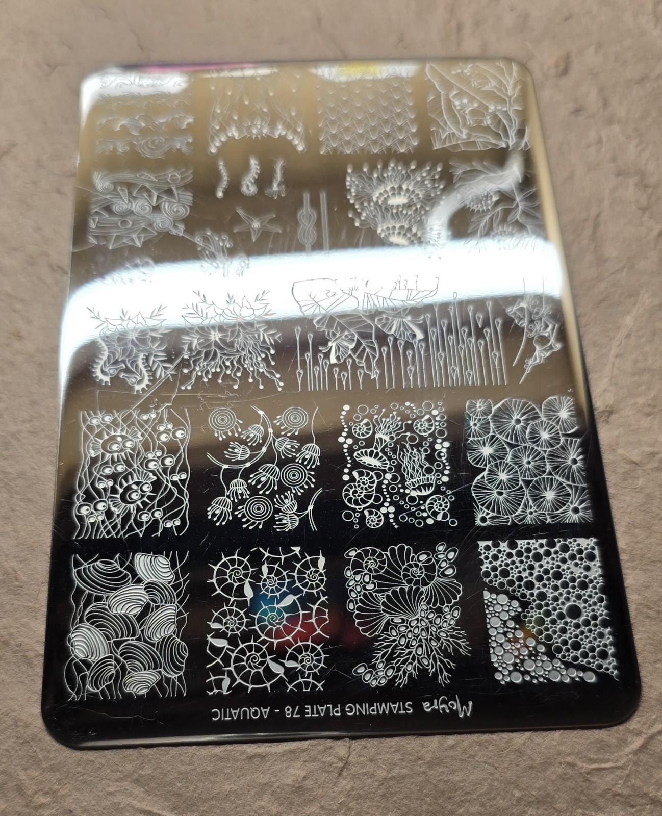 Moyra Aquatic Nail Stamp Plate Icen Sea Life Jellyfish Boats Waves Coral Reef
