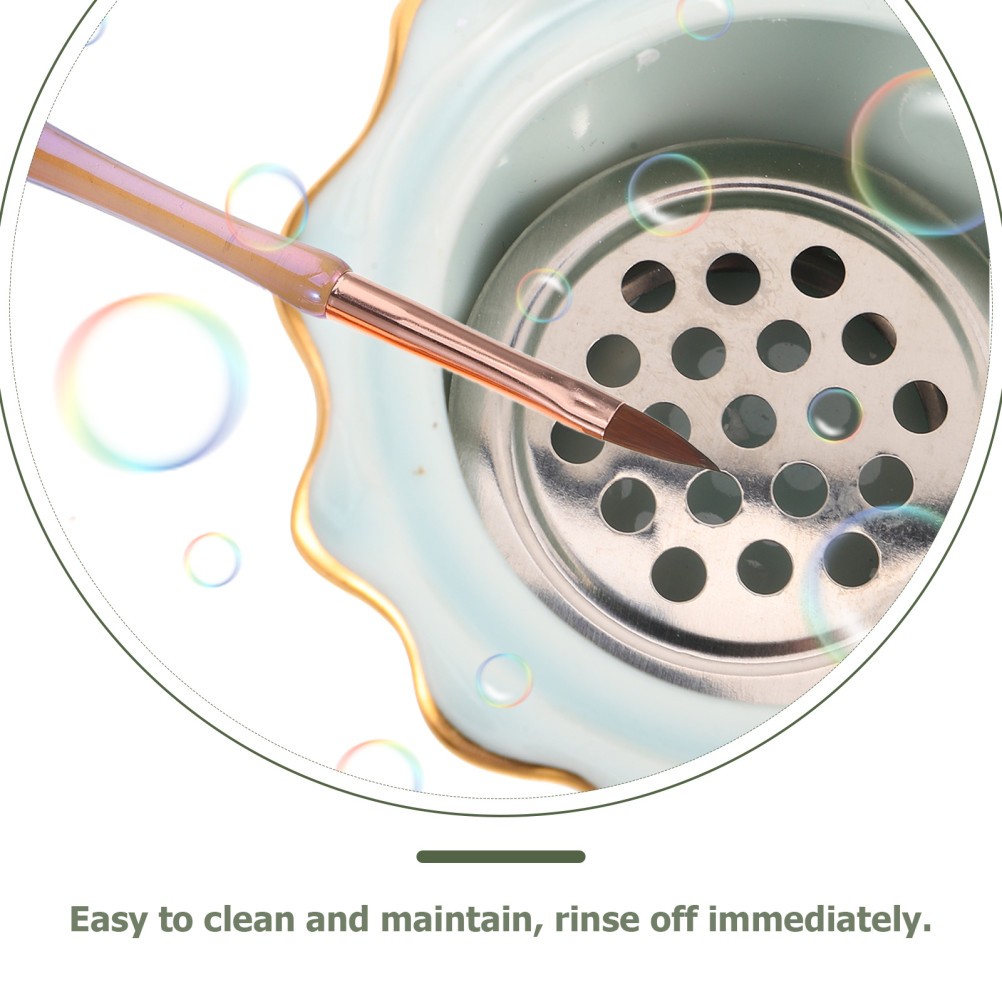 Mesh Layer Dappen Dish Ceramic Manicure Cup Acrylic Nail Cleaner