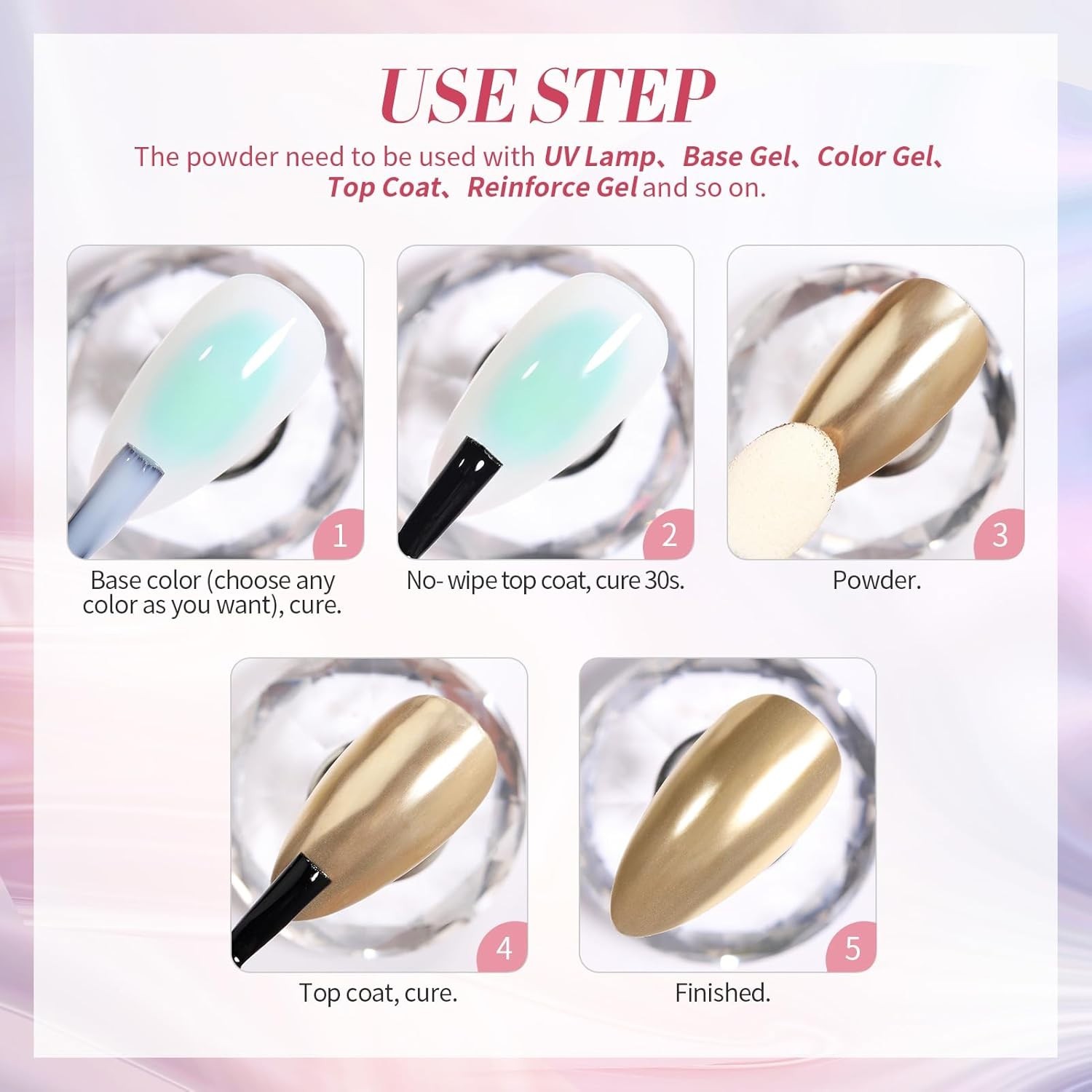Dual-Box White Pearl Chrome & Aurora Pigment for Nail Art – Long-Lasting Effects