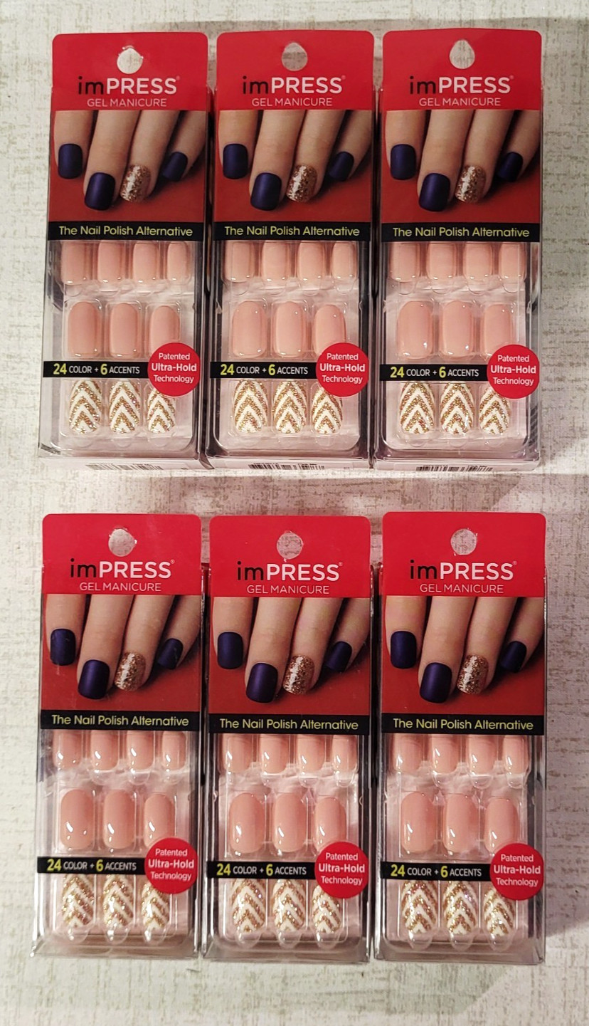 Kiss Impress Press-On Nails 24 Gel Nails Ultra Shine PICK ME LE – LOT OF 6
