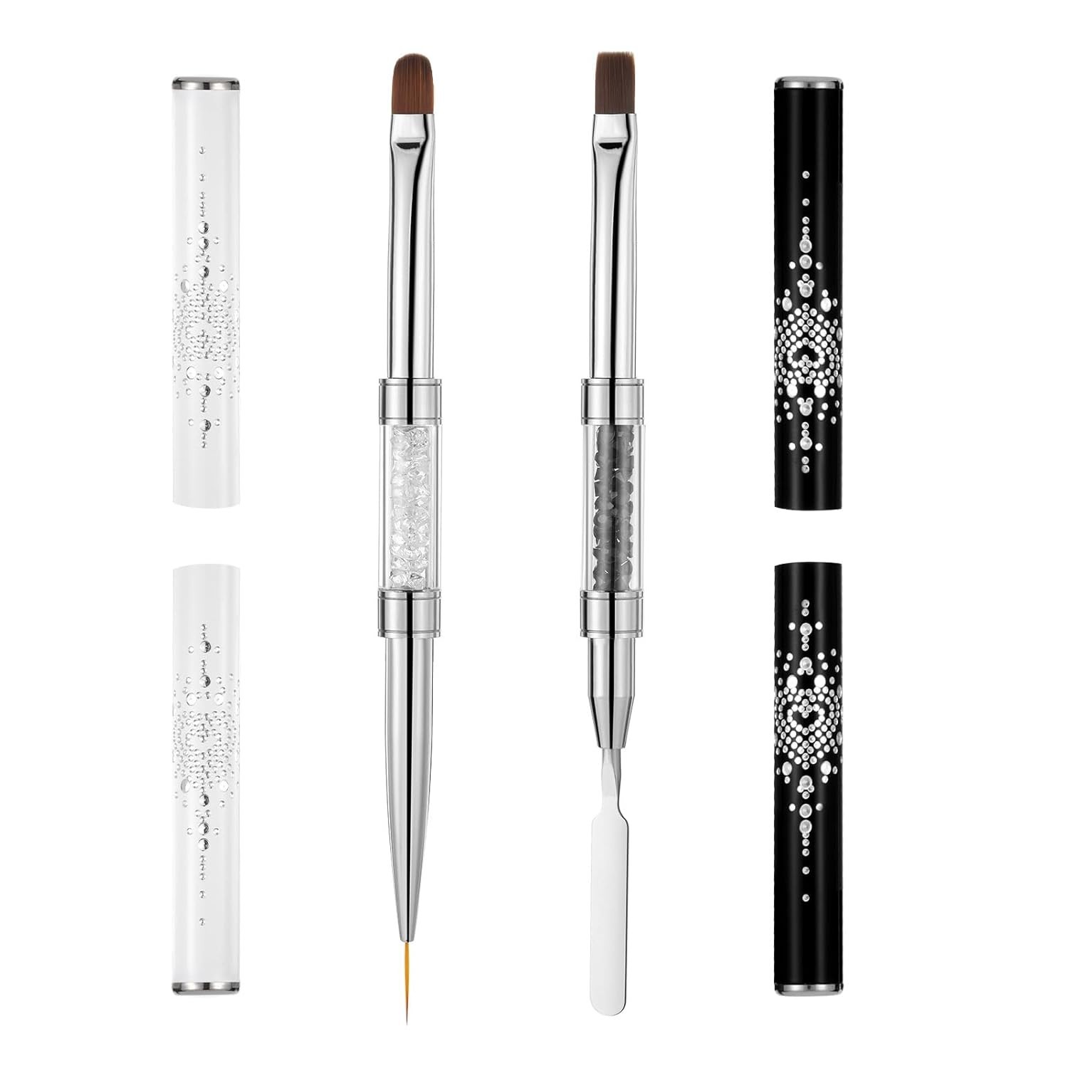 2PCS Dual Ended Nail Brush Set for Builder Gel French Tip Liner Nail Art Manicur