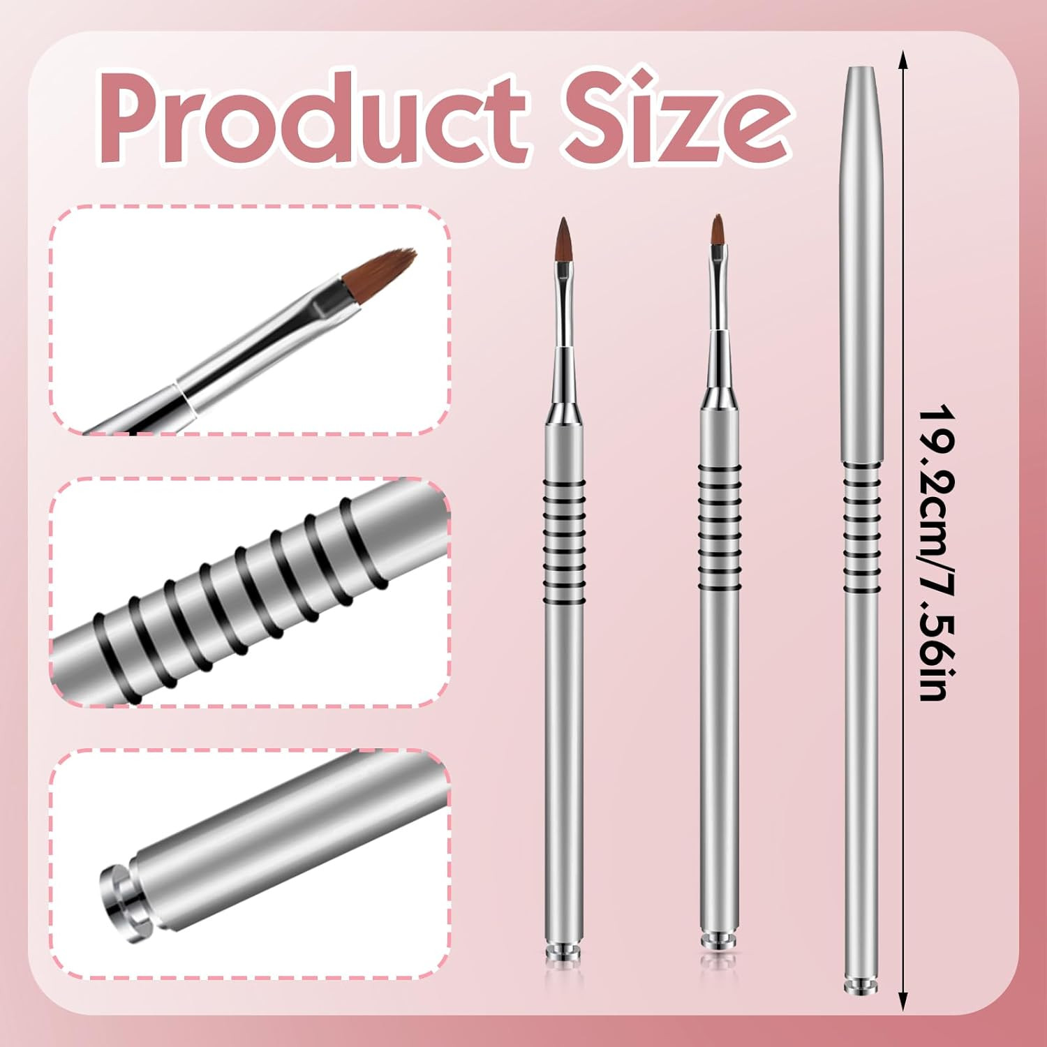 2 Pack 3D Acrylic Nail Brush Kolinsky Nail Art Brush #2#4 Mini Oval Nail Brush