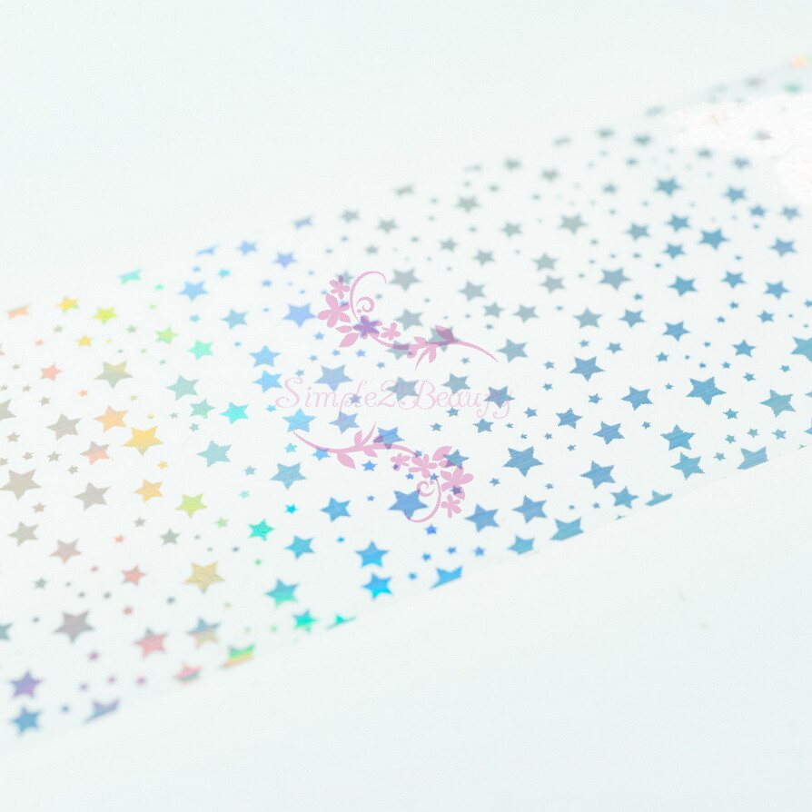 1 Roll 100m Nail Art Manicure Silver Laser Holo Star Transfer Paper Foil Decals