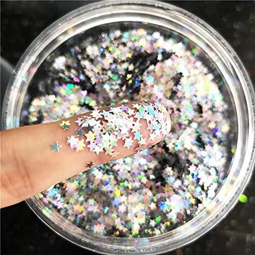 Tiny Stars Glitter Confetti 3mm Stars Confetti Laser Sequins Holographic Silver