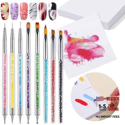 50Pcs Nail Art Palette Paper with 5 Nail Brushes – Disposable Gel Nail Kit1