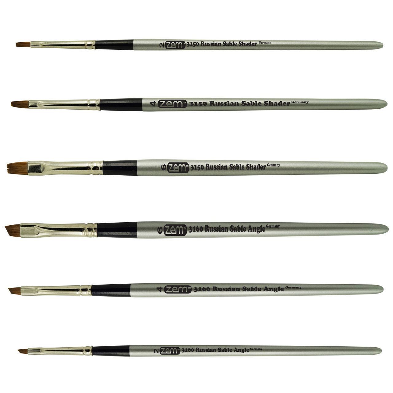 AS-65 Russian Pure Sable Shader and Angle Mix Brush Set 6 pcs