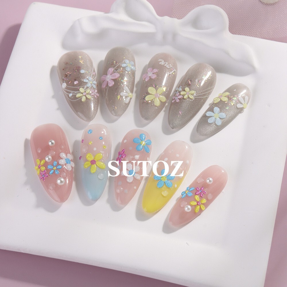 2Pcs 3D Nail Art Stickers Daisy Flower Bride Decals Decoration JI166/167 NH29