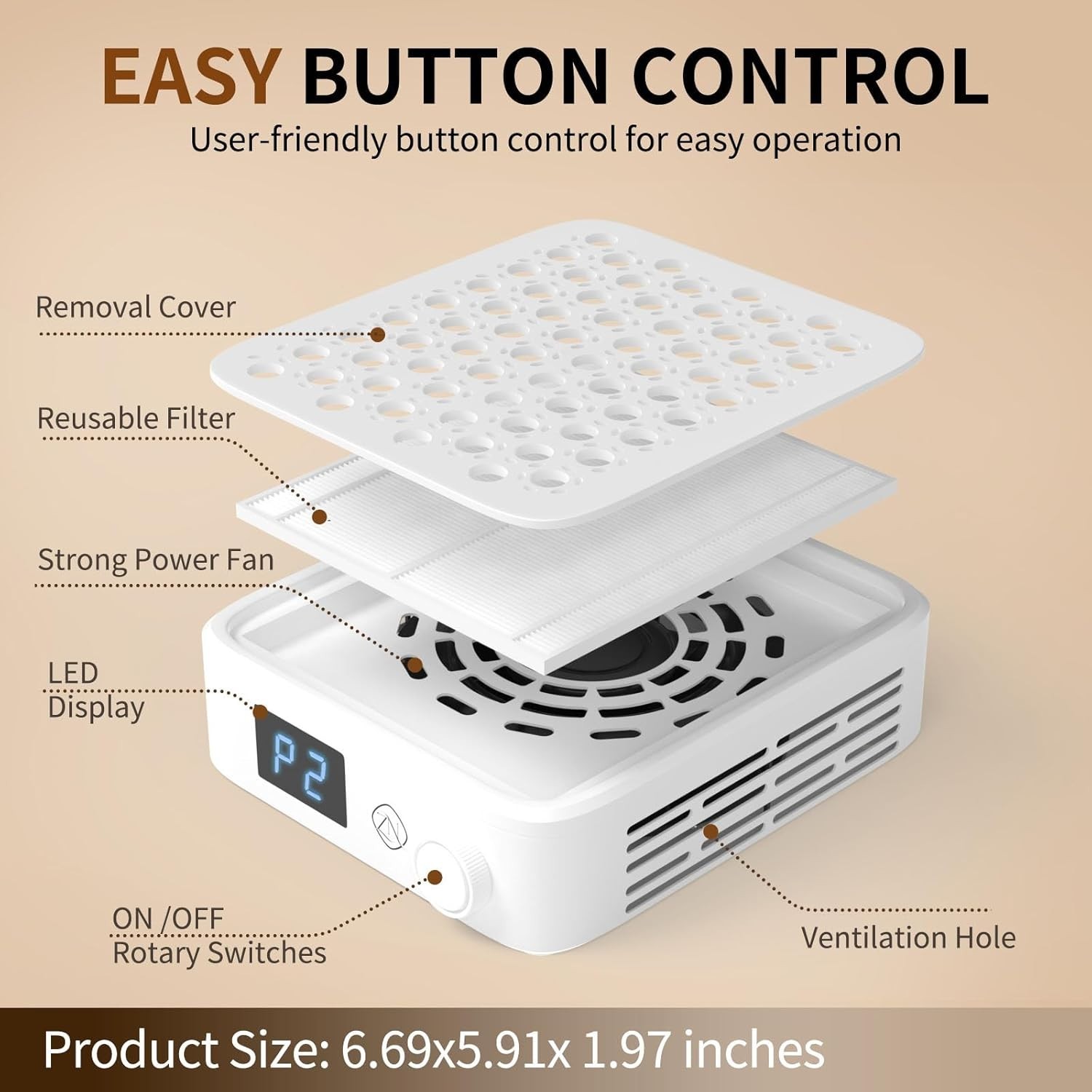 ZIZZON Nail Dust Collector Home or Salon Use White New Boxed