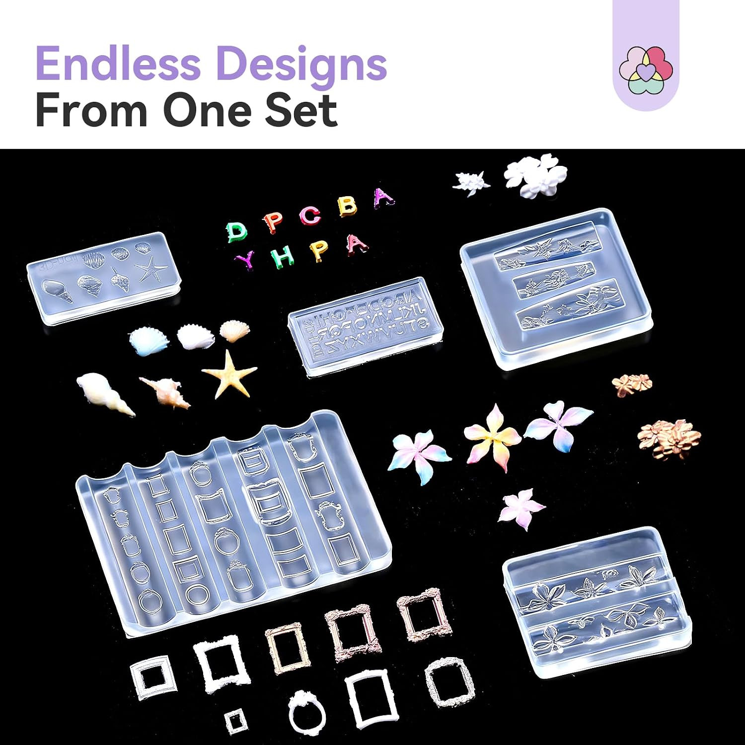 Reusable 3D Silicone Nail Art Molds Set, 5PCS | Instant Designs in 3 Minutes, No