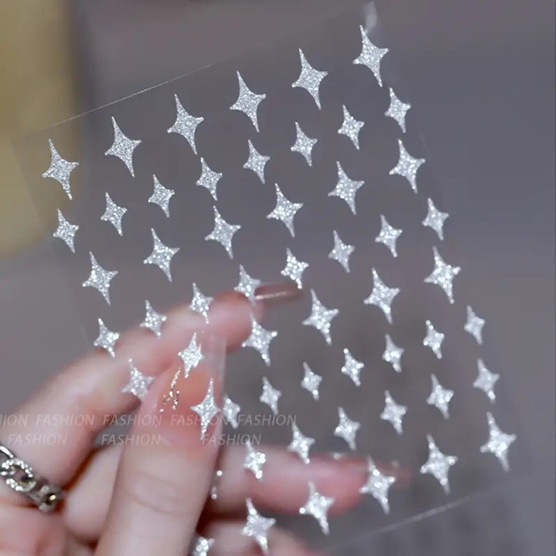5 Sheets/Set – 3D Reflective Glitter Heart, Star, Fire Nail Art Vinyl Stickers