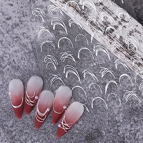 Nail Art Stickers, French Stripe Nail Decals 3D French Tips Stickers Nail Line