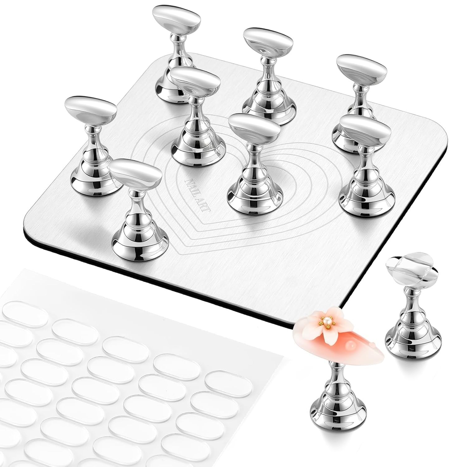 Press-On Nail Stand with 10 Holders – Magnetic Base for Stable Painting & Curing