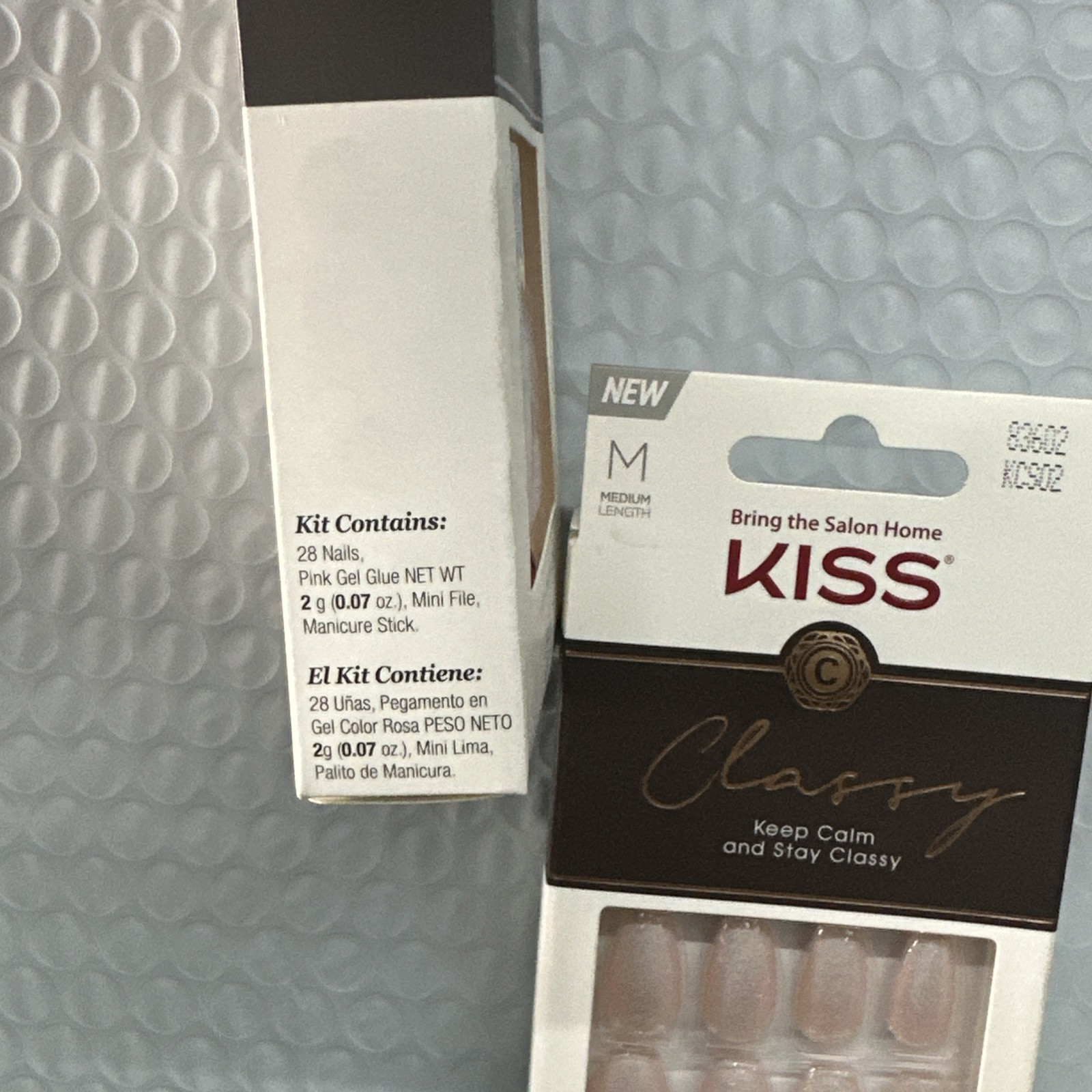 2 Pack KISS Classy Medium Length Press On Glue Nails 83602 KCS02