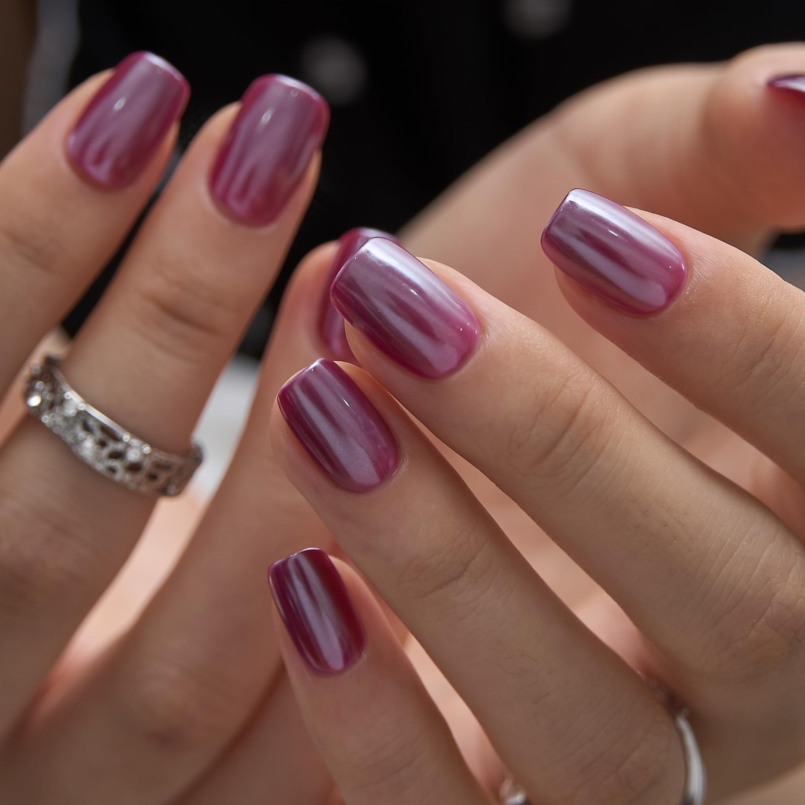 CurvLife Merlot Glow Short Square Press on Nails Soft Gel