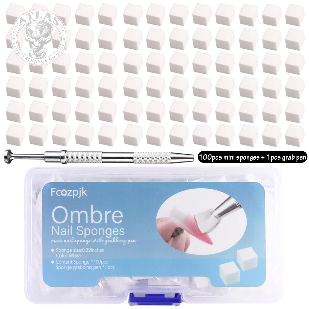 Fcozpjk Soft Sponges with Grabbing Pen for Ombre and Aura Nail Art with Brush, P