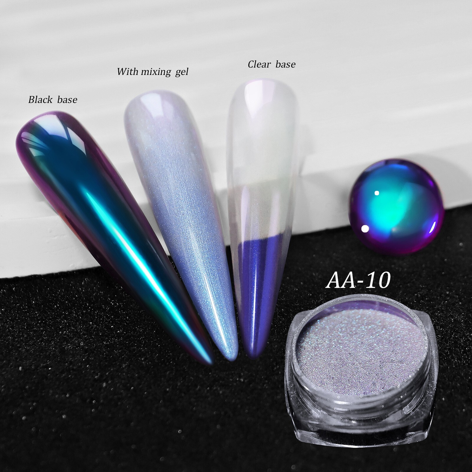 12 Jars Magic Mirror Nail Art Powder Chameleon Laser Nail Glitter for False Tips