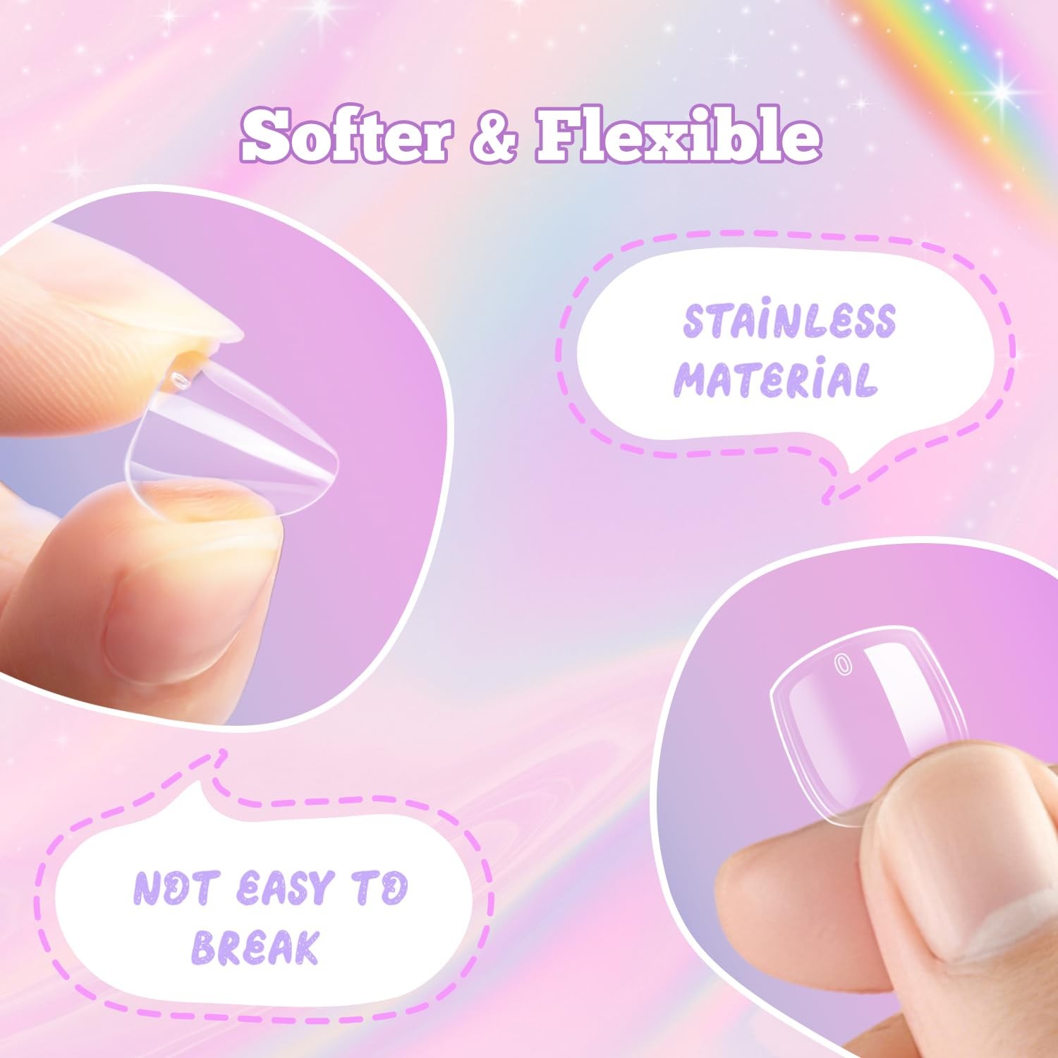 krofaue Short Suqare Kids False Nails – 240Pcs Press on Nails for Girls,Full Cov