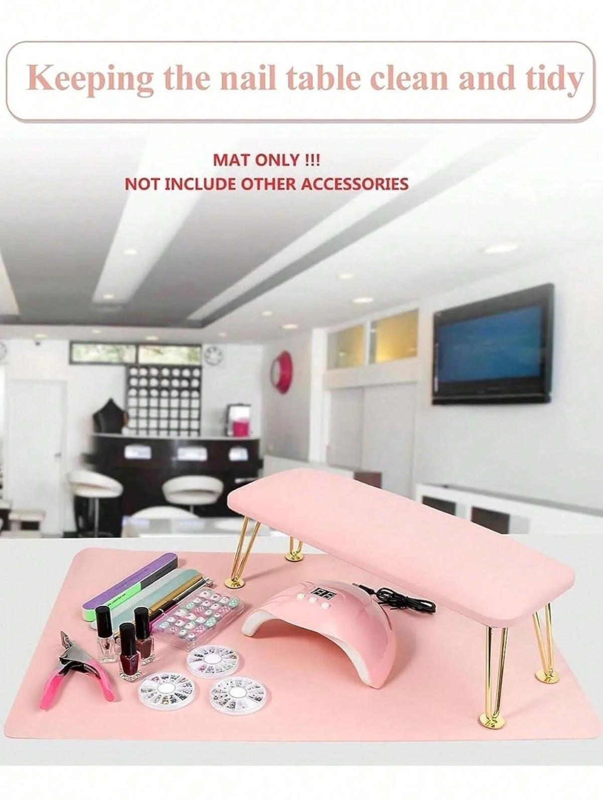 1/2pcs Pink Nail Art Table Mat Portable Foldable Nail Art Armrest Mat