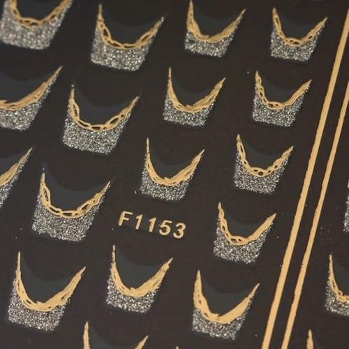 French Line Nail Art Stickers Golden Glitter French Tip Nail Decals Nail style4