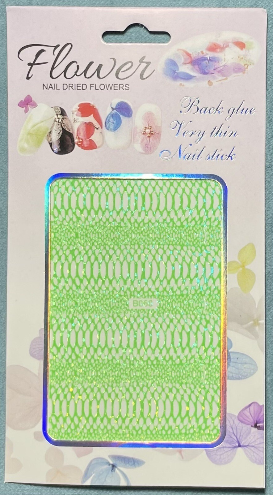 Nail Stickers Art Decal DIY Design 3D Waterproof Green Lattice B066