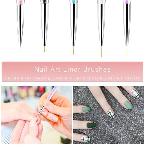 Nail Art Brush Set 9 Pieces Liner Dotting Pens Acrylic Handle Soft Nylon Heads