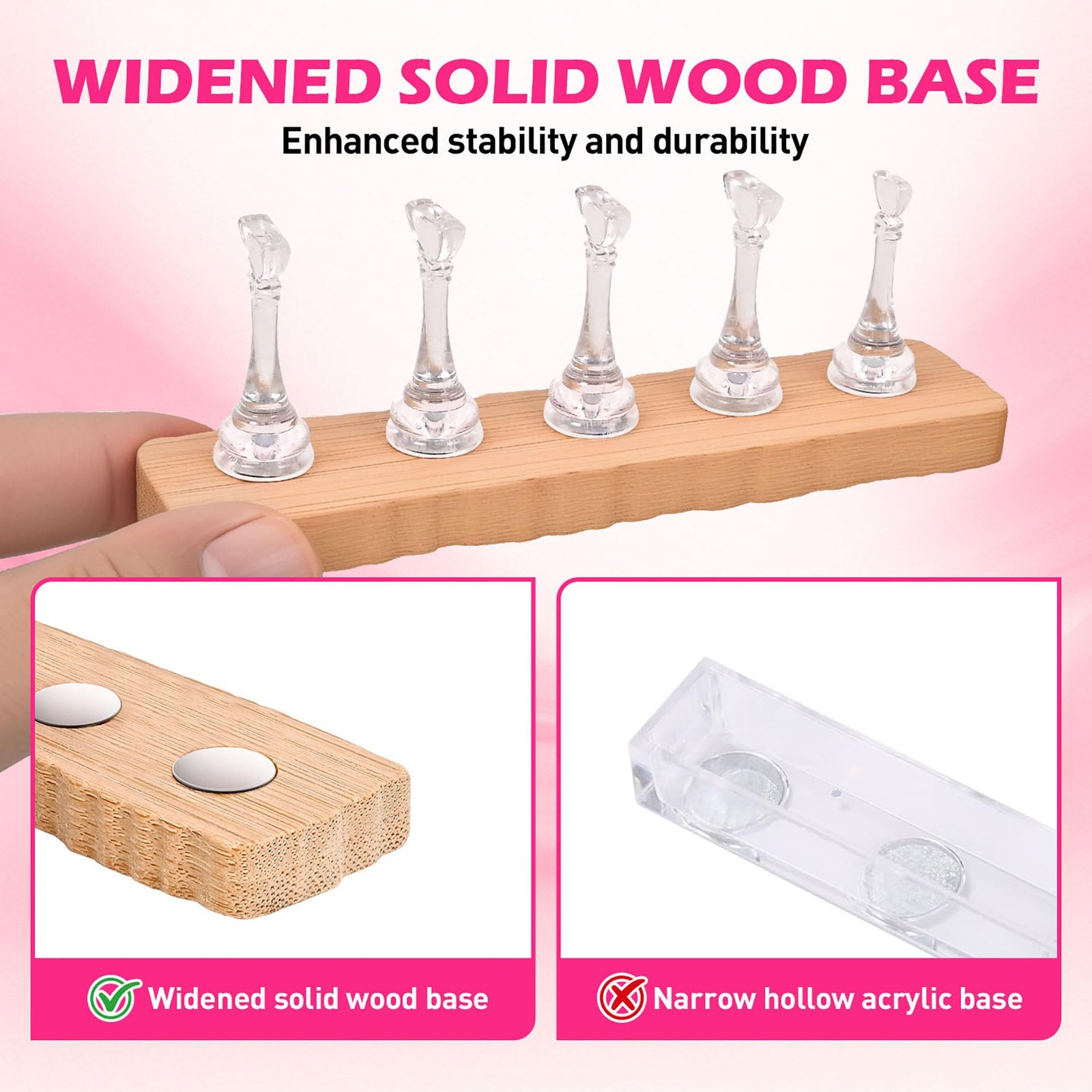 BAGTeck Nail Stand for Press Ons, Holder Painting Nails, 2 Set Clear