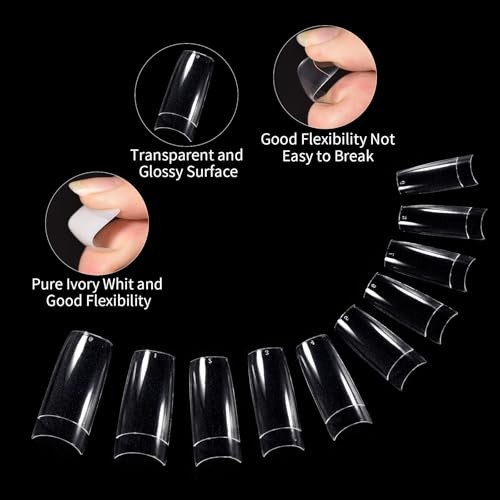 1000PCS Acrylic Nail Tips Half Cover False Tips French Fake Nail Tips Clear