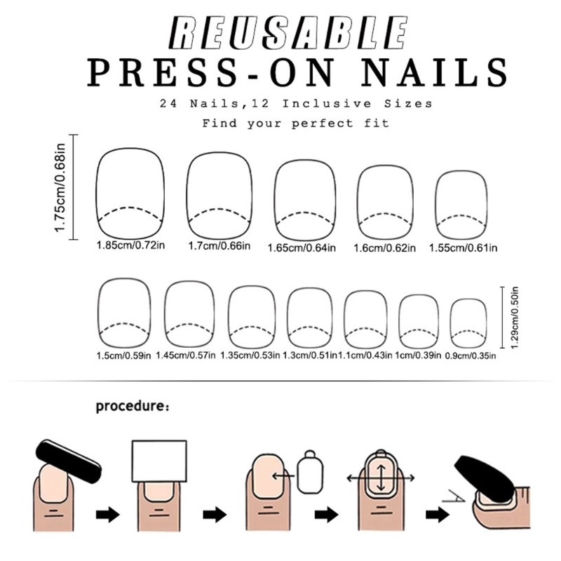 24 Pieces Short Square False Nail Fashionable Flower Press on Nail for Women