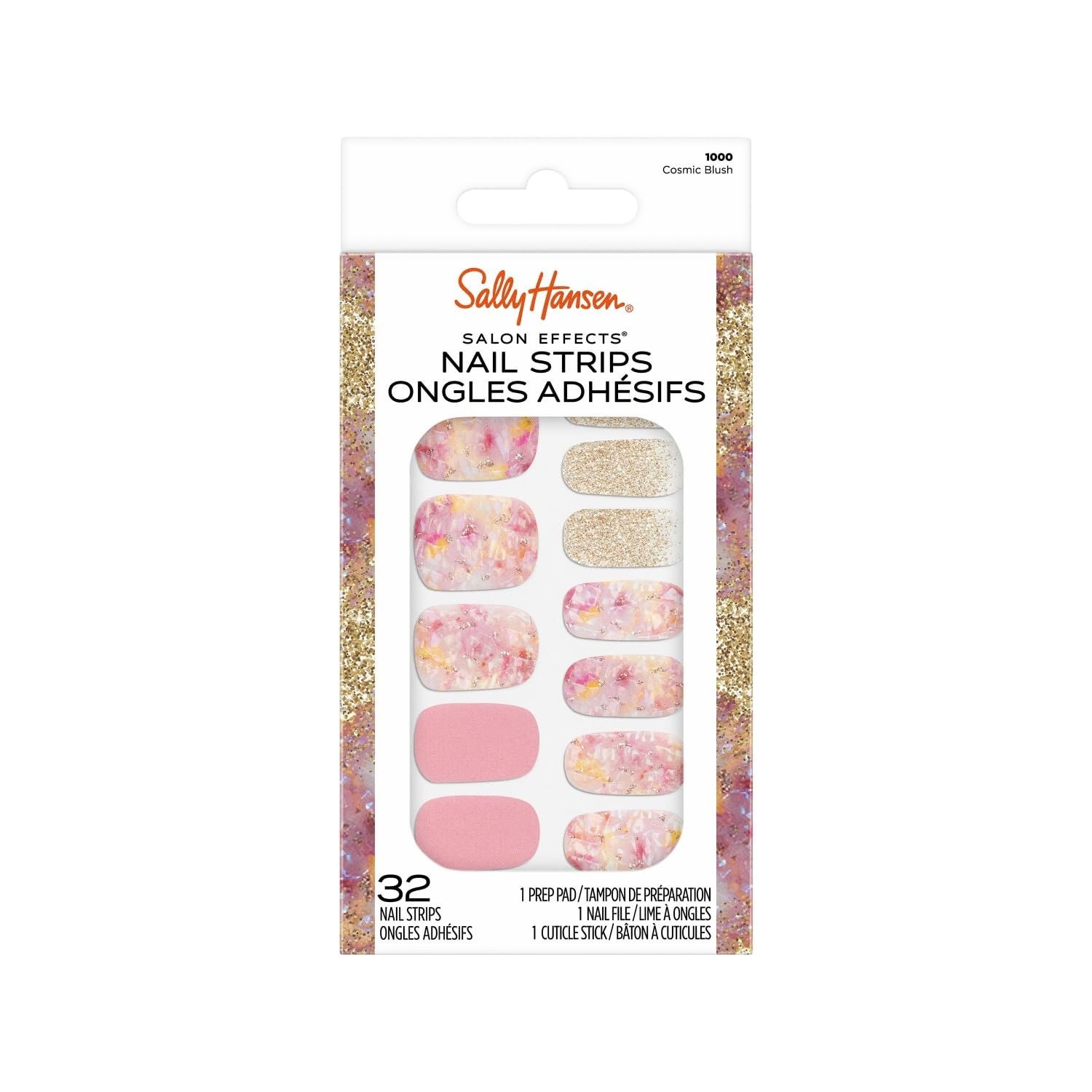 Sally Hansen Salon Effects, Cosmic Blush​, Nail Strips, No UV Light Needed,…