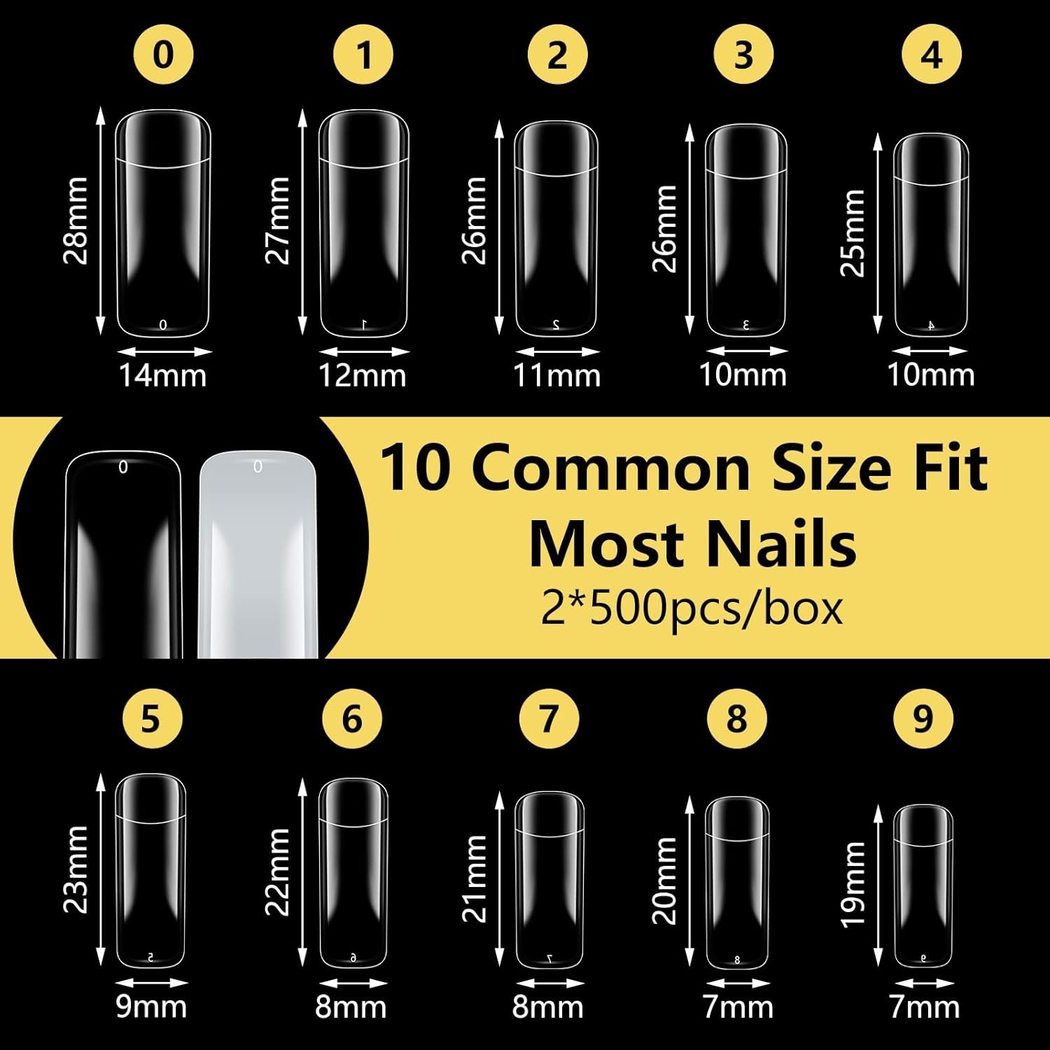 1000PCS Square Nail Tips for Acrylic Nails Professional, Fake Clear Natural A…