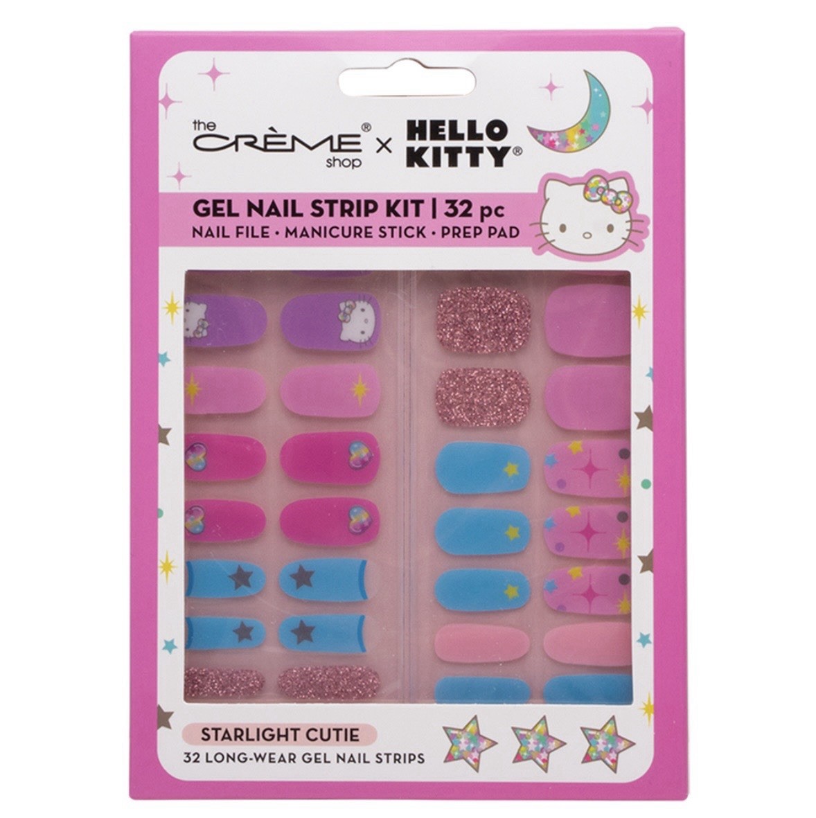 The Crème Shop x Hello Kitty Gel Nail Strip Kit 32 Pieces Starlight Cutie NEW
