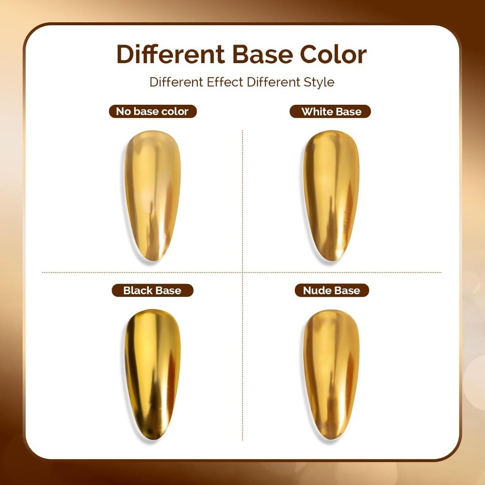 Gold Chrome Nail Powder Mirror Effect Metallic Glitter for Gel Nails DIY Salon