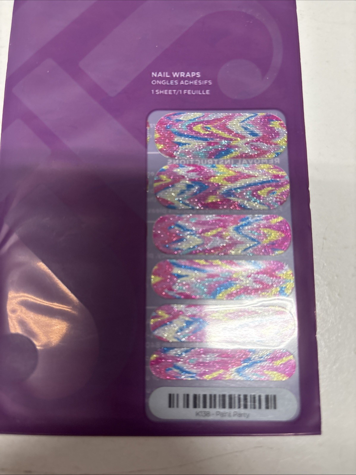 Retired Jamberry K138 Pretty in Paint Nail Wraps Glitter-Sealed