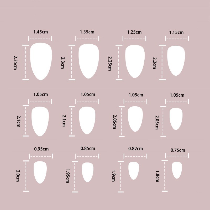 48 pieces of rose nail oval gloss, pink detachable reusable fake nail art