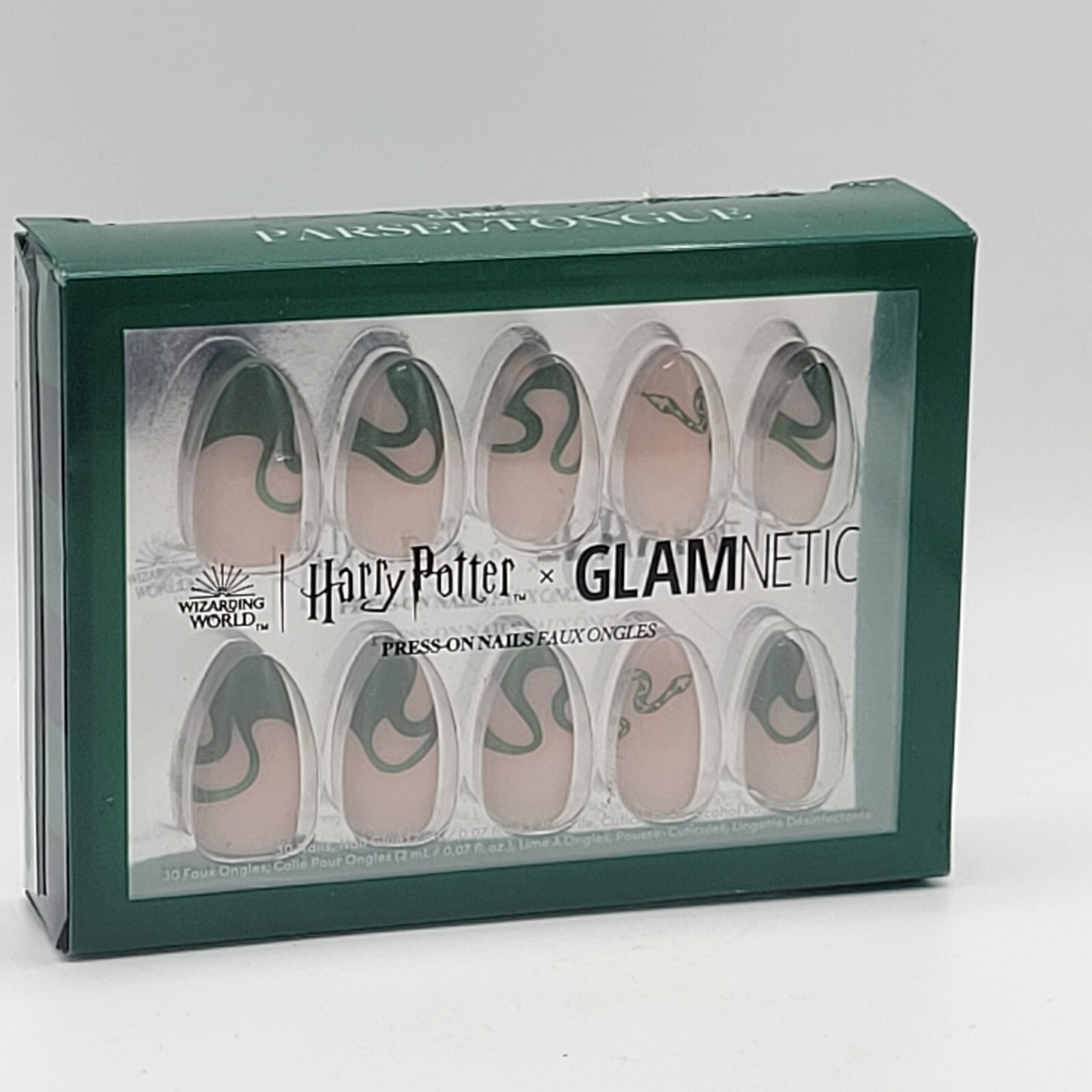 Harry Potter x Glamnetic PARSELTONGUE 30 Press On Nails kit | Short Almond