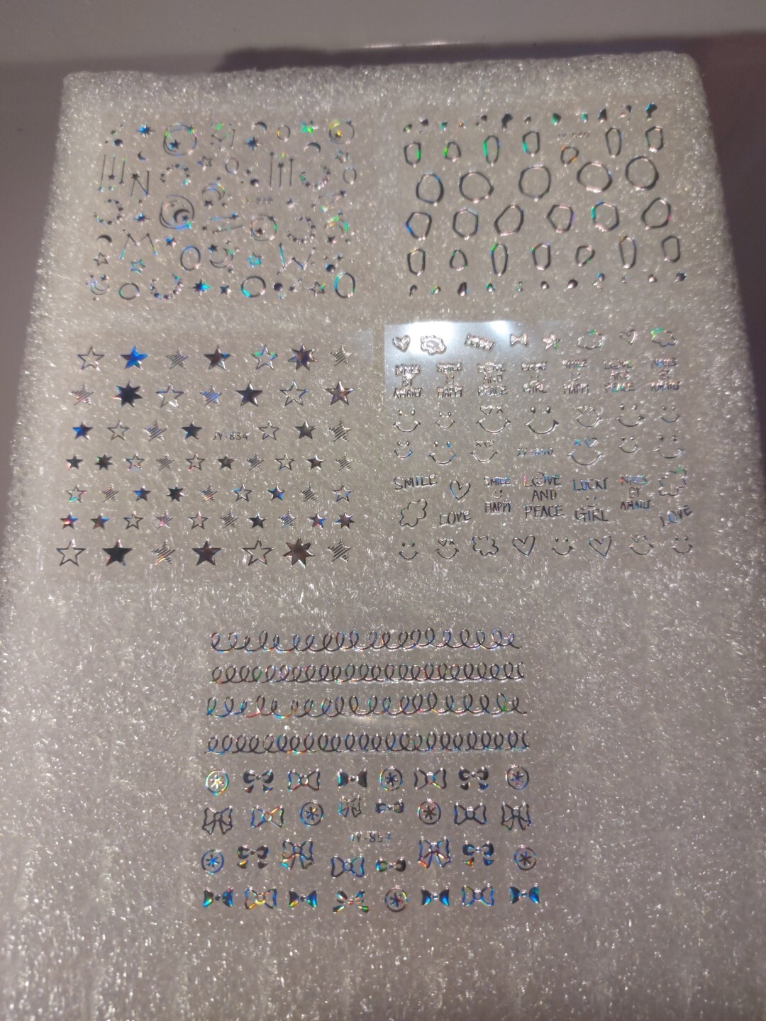 5 X Small Sheets Of Silver Nail Art Stickers (Dn298) New