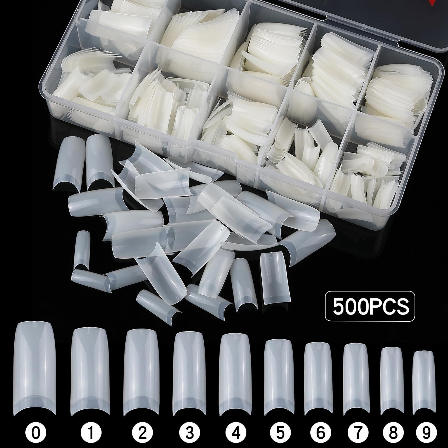 1000pcs Clear and Natural Acrylic Nail Tips,10 Size French Nail Tips For Acry…