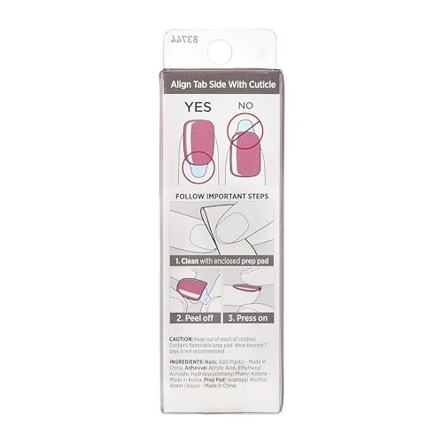 KISS No Glue Mani Press On Nails, , ”, Pink, 30 Count (Pack of 1) Petal Pink