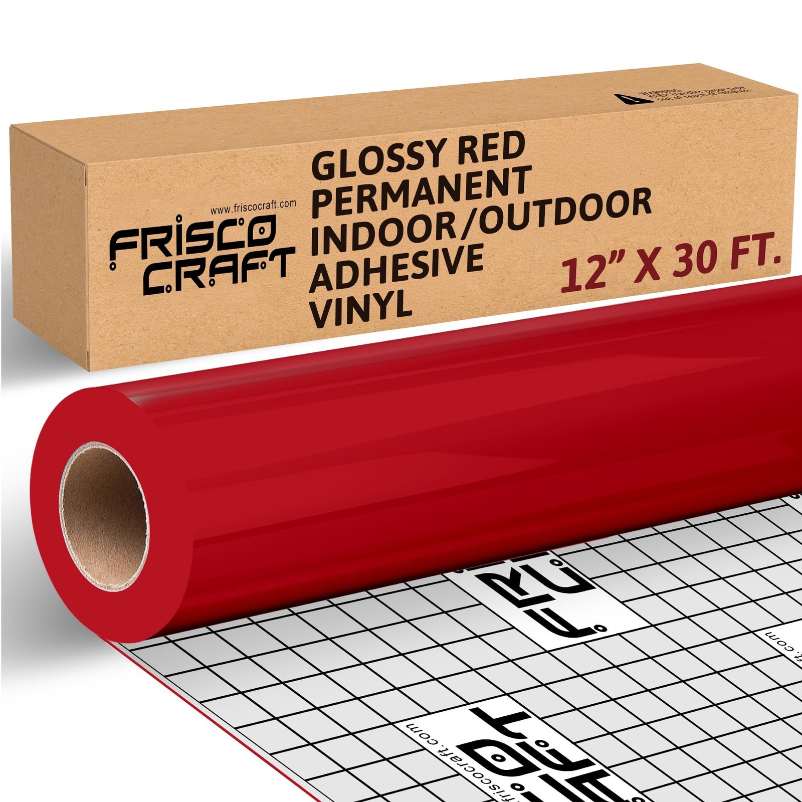 Frisco Crafts Glossy Red Permanent Vinyl – 12″ x 30 Feet – Durable Self Adhes…