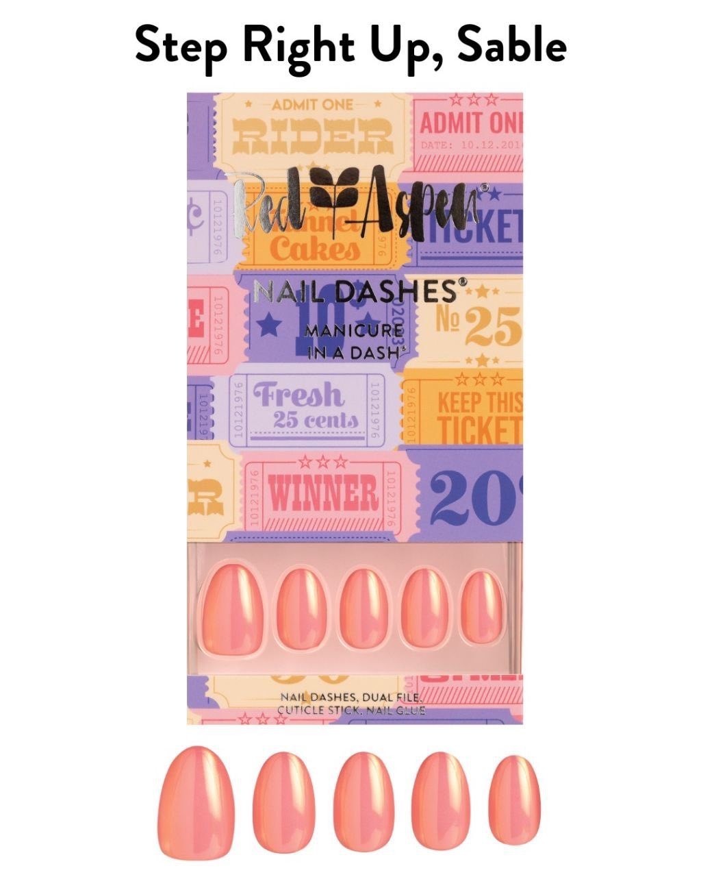 Red Aspen Press On Nails- Step Right Up, Sable- Short- Almond Coral Pink