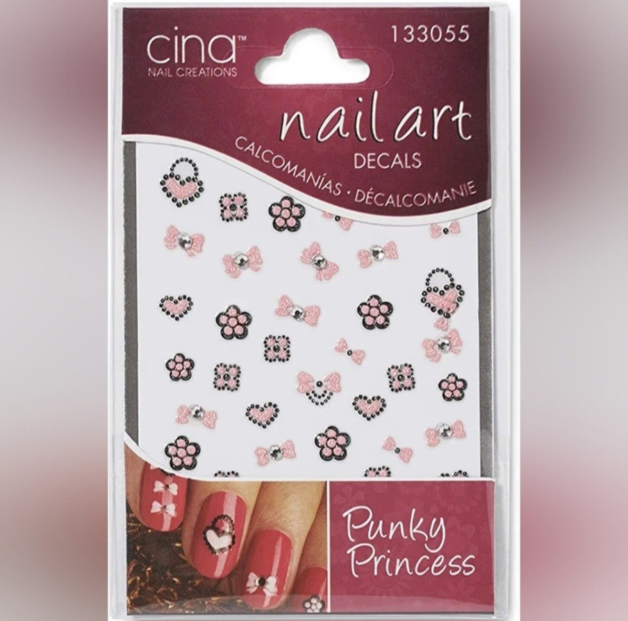 NWT CINA Nail Art Decals N°133055 Punky Princess & N°133527 Lacy Love!