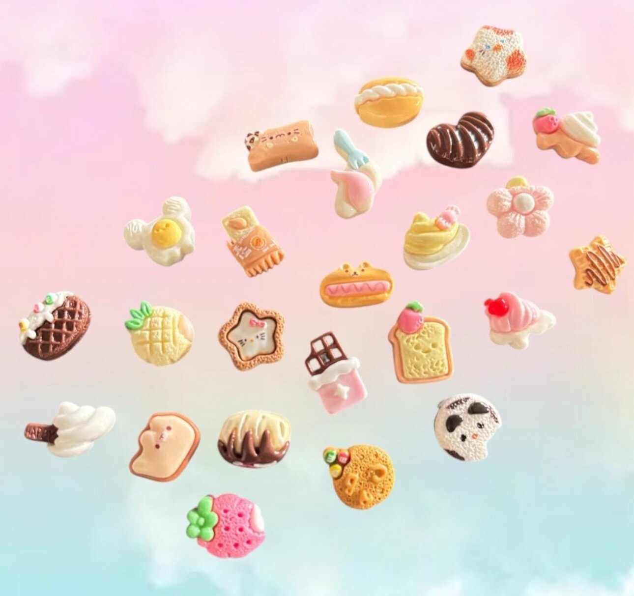 3D Cute Desserts Mix Resin Series Nail Parts Kawaii DIY Nail Art 30 Pieces
