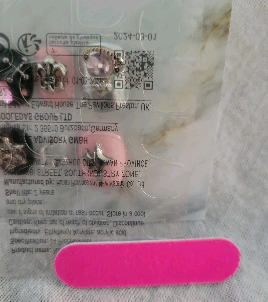 HANDMADE PRESS ON NAILS JUNK NAIL Silver/Pink/Black + TOOLS * Short