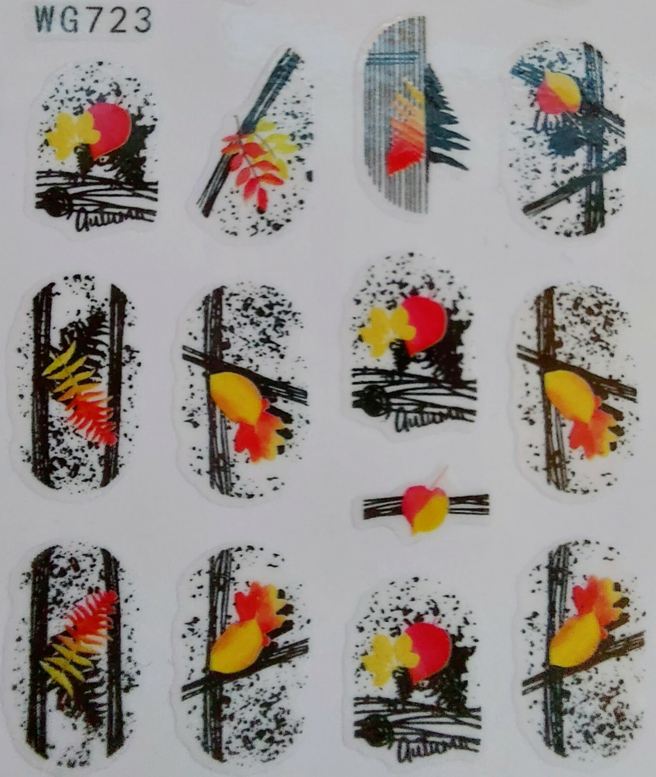 Nail art stickers, self adhesive, ‘Autumn’ WG723 1pc